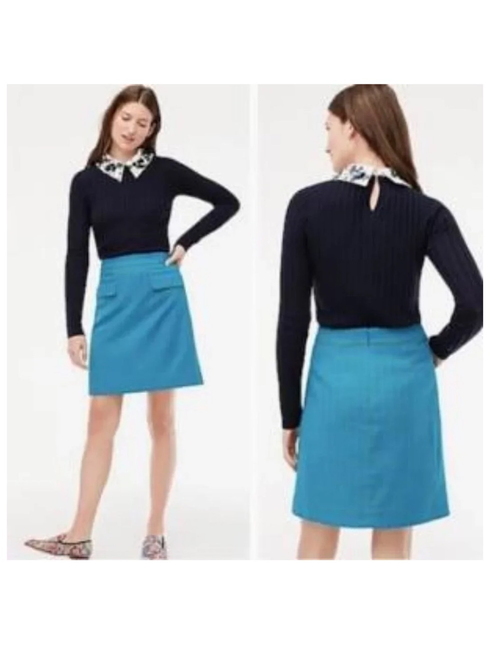 J. Crew Blue-Green Plaid A-Line Skirt - Picture 7 of 11